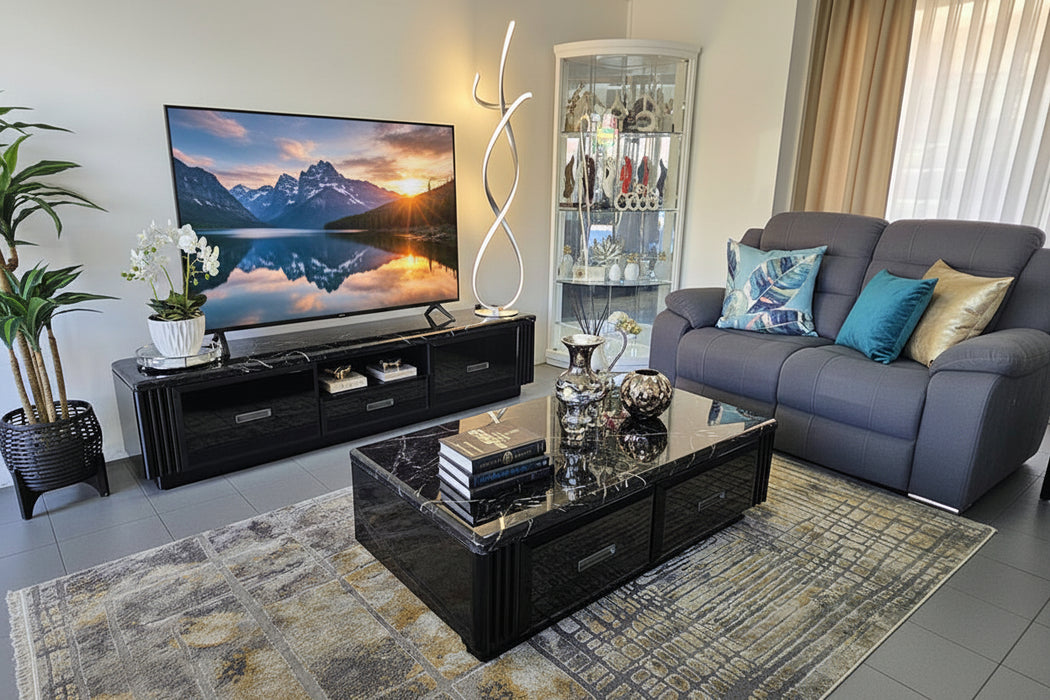 Bondi Black Tv Stand 200cm