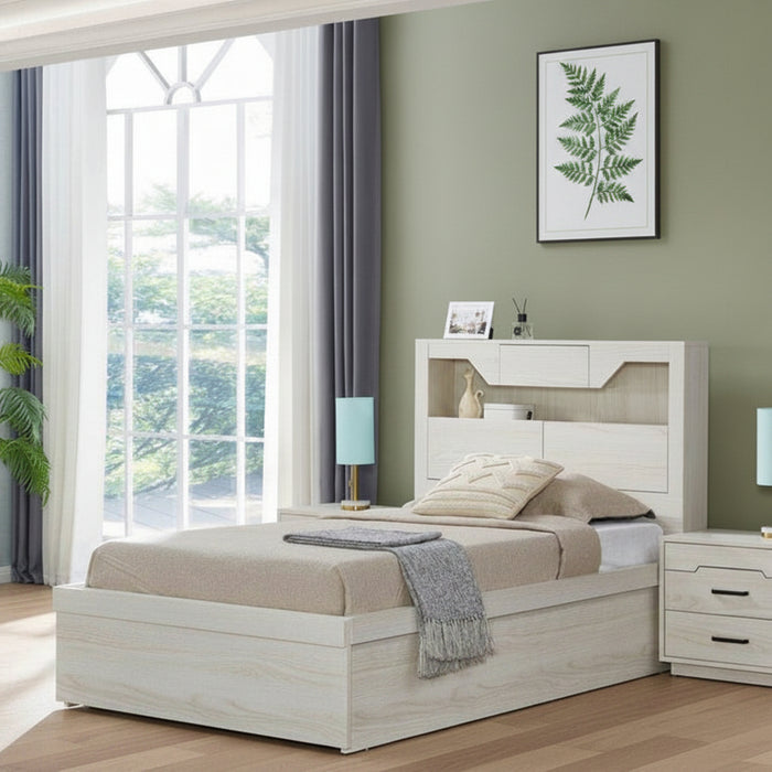 Chicago King Single Storage Bed Light Oak