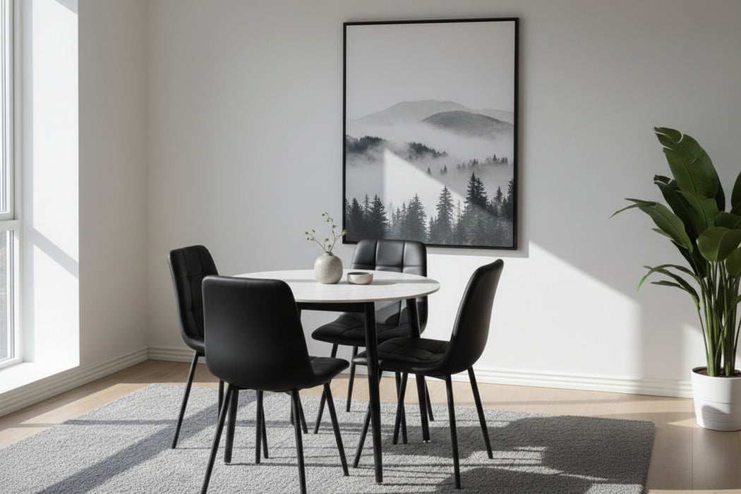 Sofia 5 Piece Fiore Round White Dining Table with Chairs