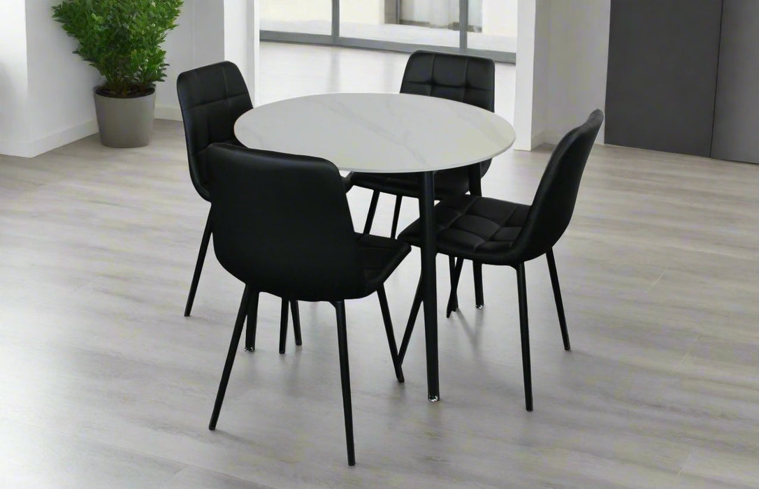 ( Set of 4 ) Lora Black Faux Leather Dining Chairs