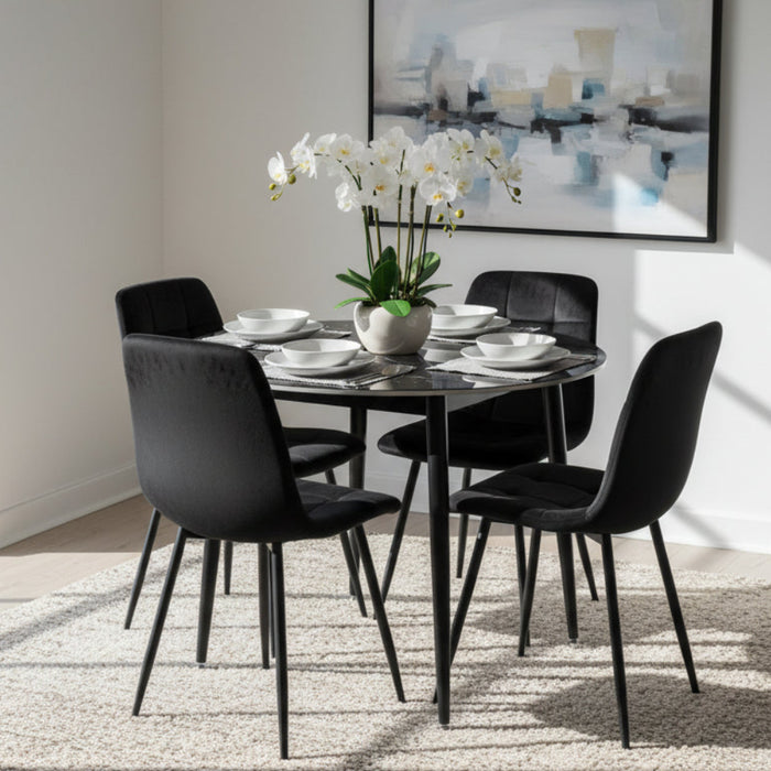 Flori 5 Piece Round Dining Set with Chairs