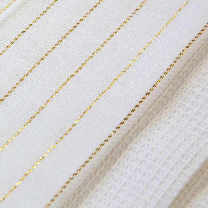 Festive Stripe Tea Towel Gold/White