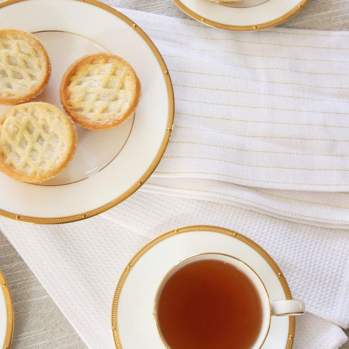 Festive Stripe Tea Towel Gold/White