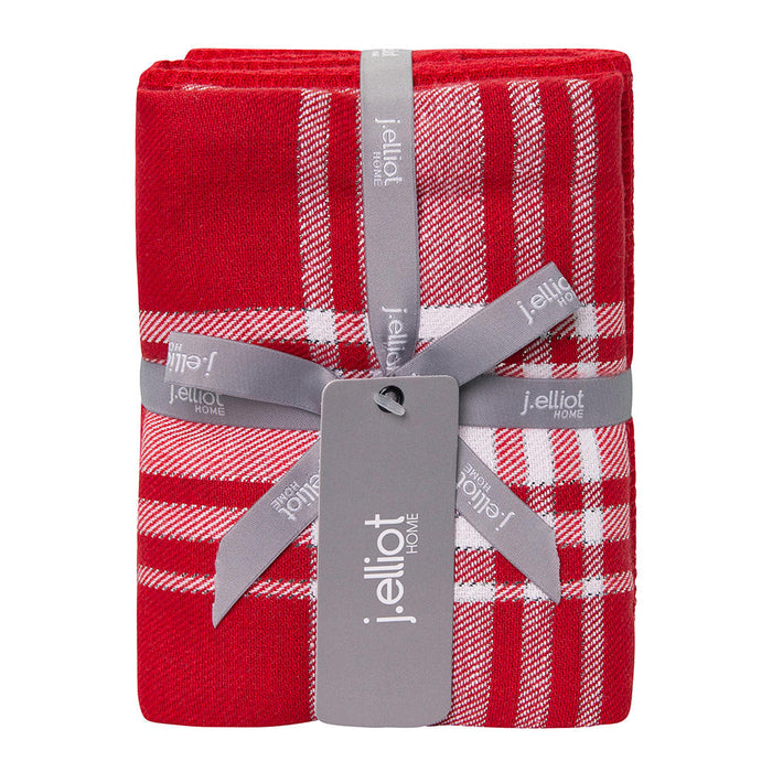 Festive Checks Tea Towel Red/White