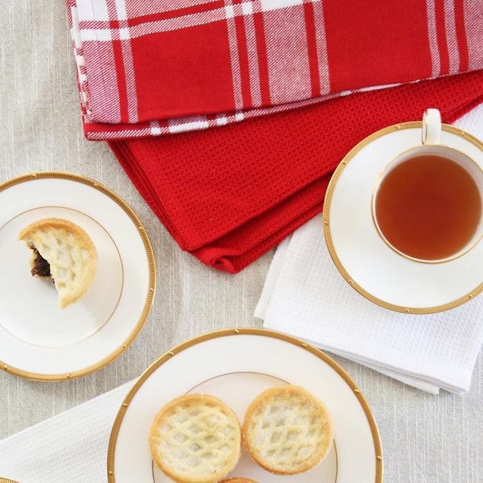 Festive Checks Tea Towel Red/White