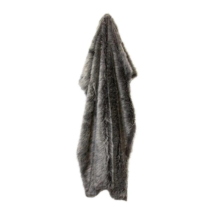 Grey Wolf Faux Fur Throw