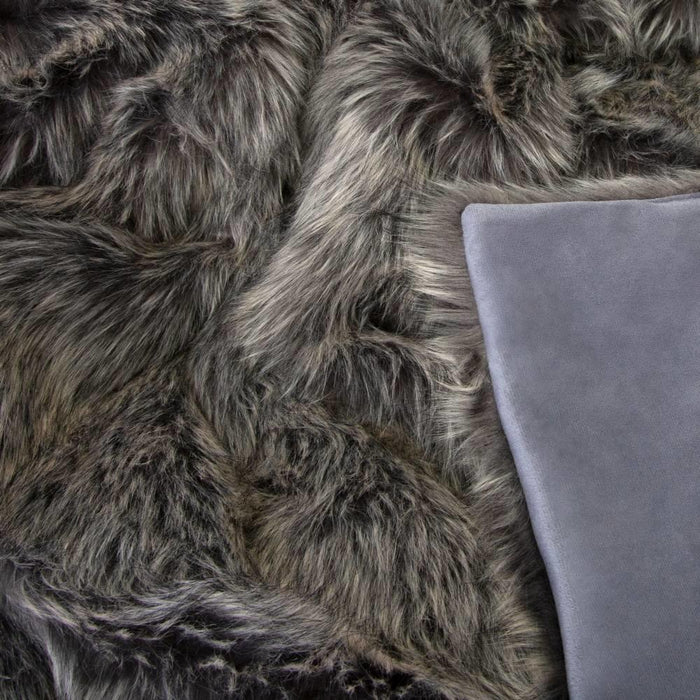 Grey Wolf Faux Fur Throw