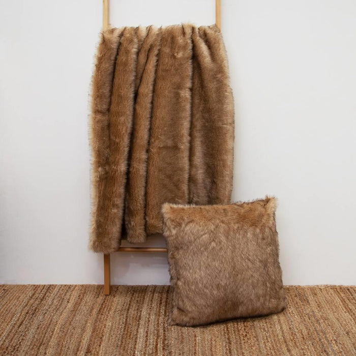 Brown Fox Faux Fur Cushion