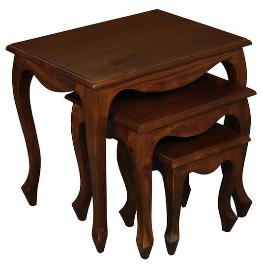 3 Piece Queen Ann Nest of Table Set, Mahogany