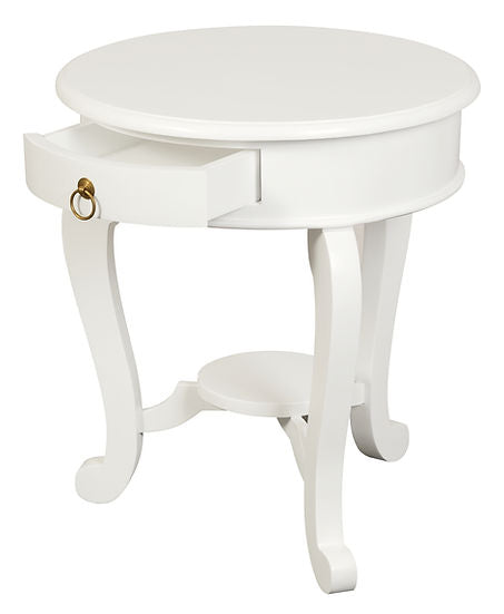 Candava Leg 1 Drawer Lamp Table, White