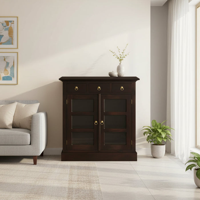 Tasmania 3 Drawer Solid Timber Display Cabinet