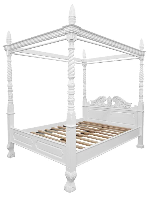 White Jepara 4 Poster Bed