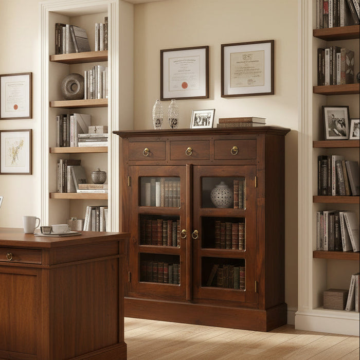 Tasmania 3 Drawer Solid Timber Display Cabinet