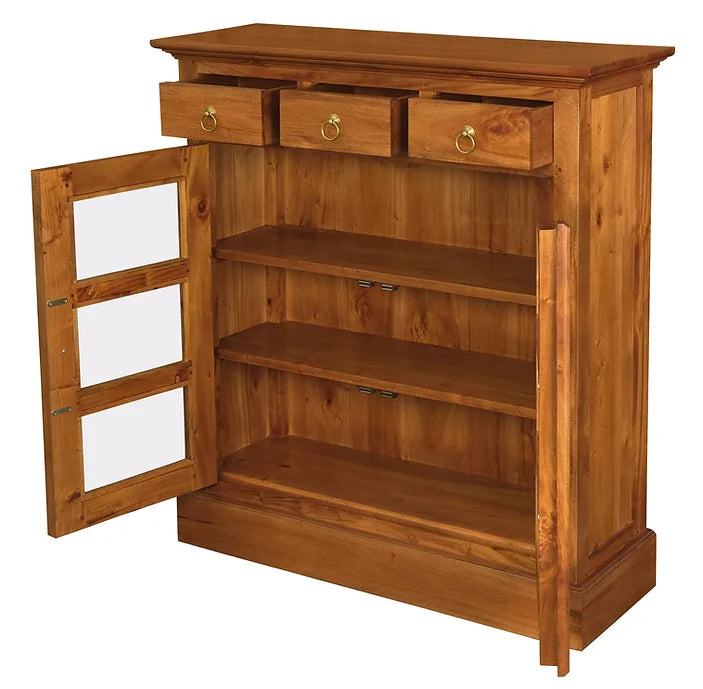 Tasmania 3 Drawer Solid Timber Display Cabinet