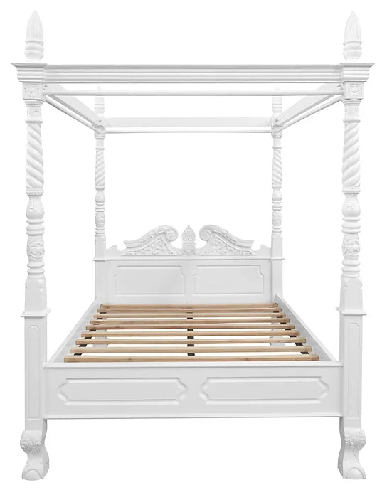 White Jepara 4 Poster Bed