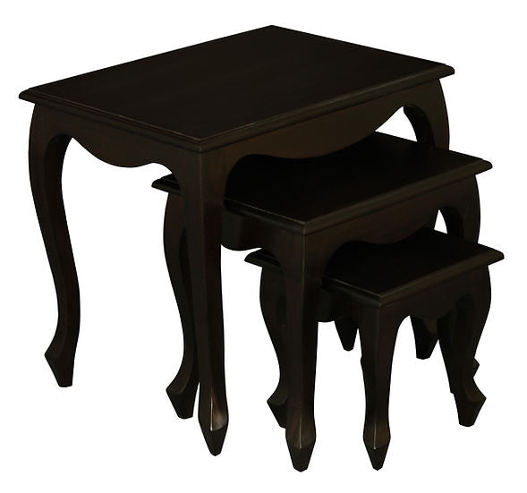 3 Piece Queen Ann Nest of Table Set, Chocolate