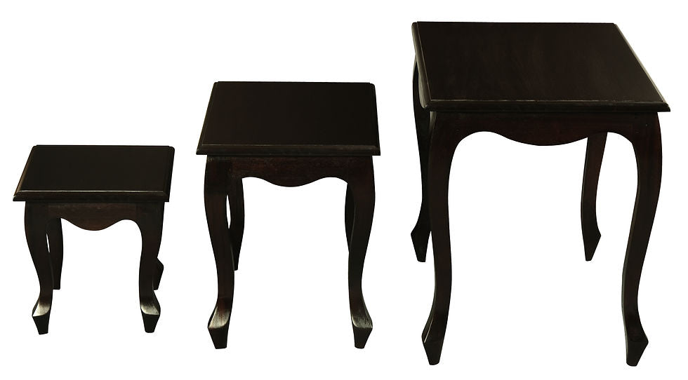 3 Piece Queen Ann Nest of Table Set, Chocolate