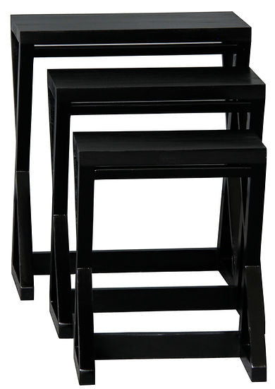 3 Piece Black Kasiva Solid Mahogany Nest of Table Set