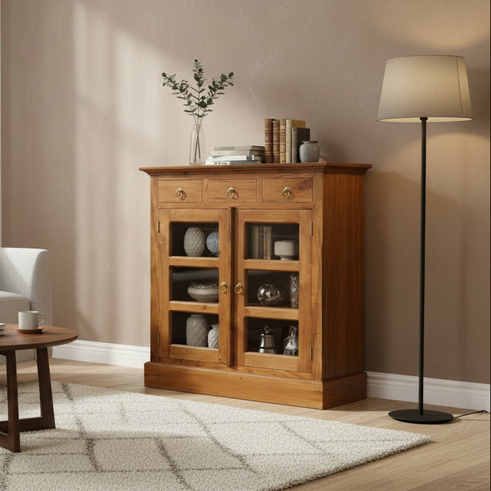 Tasmania 3 Drawer Solid Timber Display Cabinet