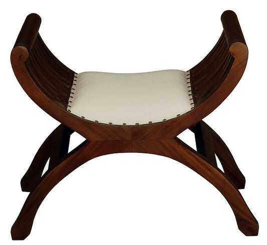 Single Seater Upholstered Decorative Stool, Mahogany