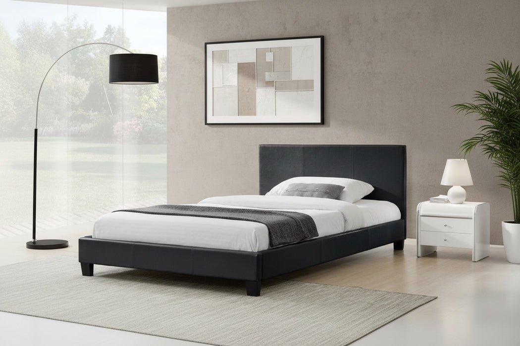 Monica Black Faux Leather Double Bed Frame