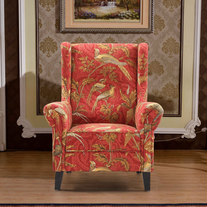 Bliss Armchair Upholstered in Bird Chinoiserie