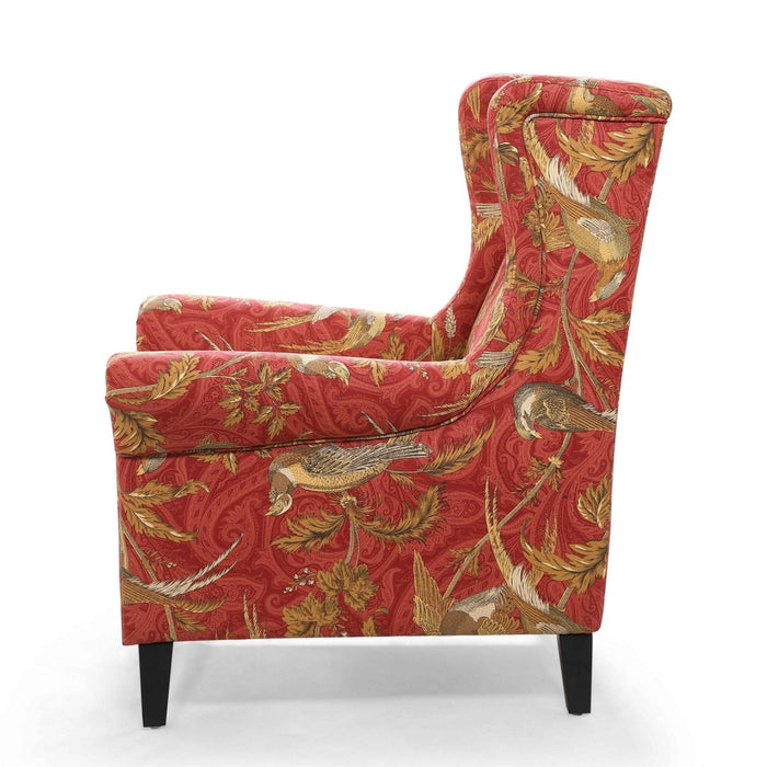 Bliss Armchair Upholstered in Bird Chinoiserie