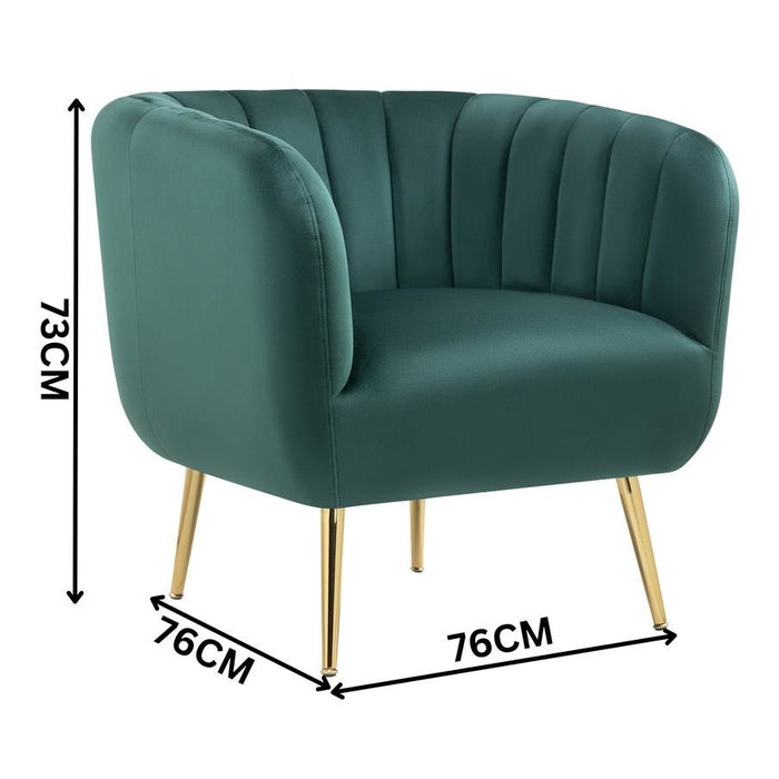 Cecil Velvet Green Accent Tub Chair