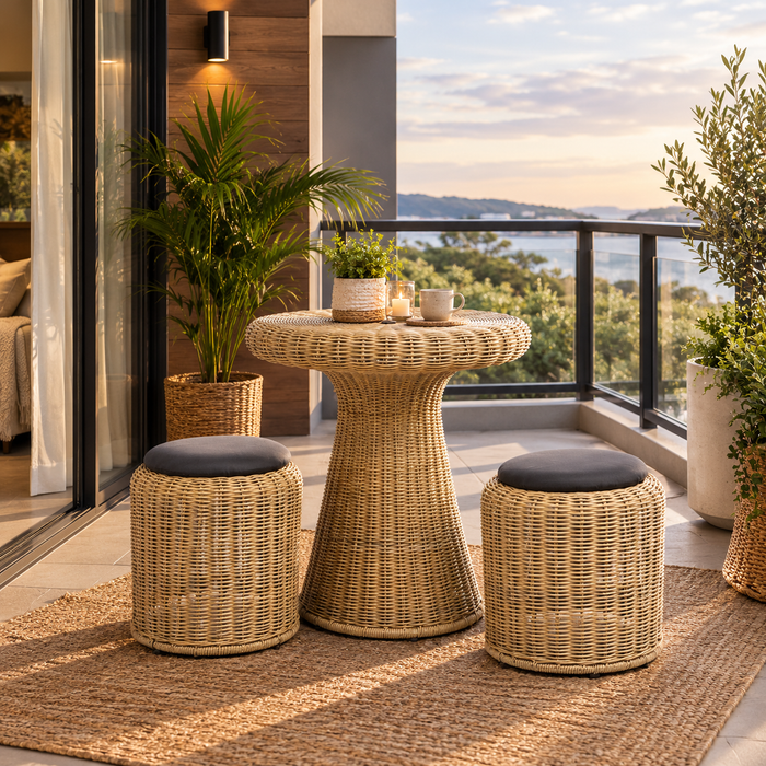 Bali 3pc Sofa Set | Outdoor Balcony Setting - Natural