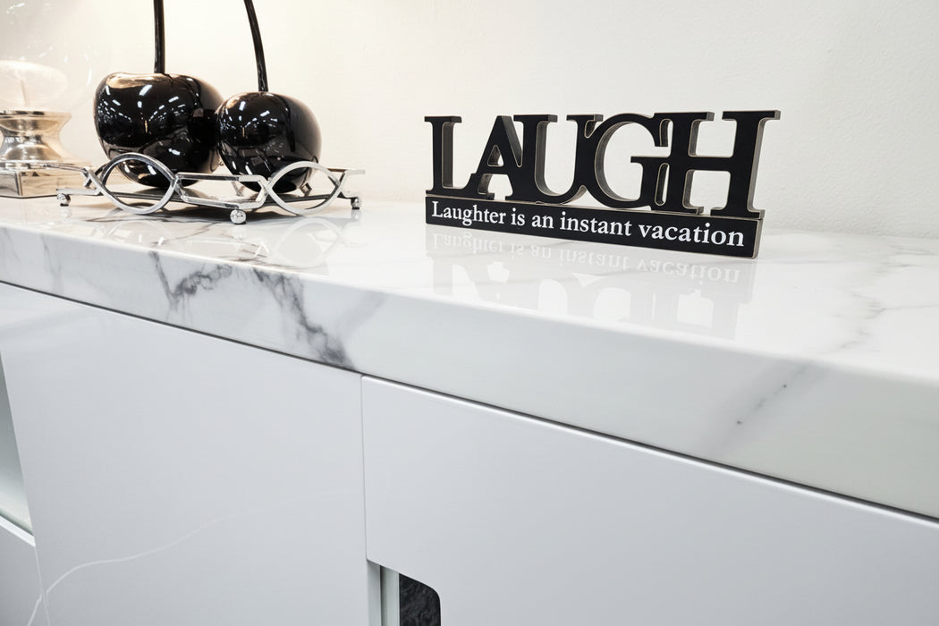 Carmela White Sideboard with Marble Top 200cm