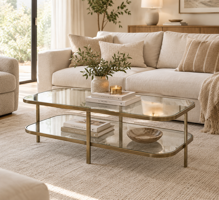 Lewis Rectangular Glass & Mirror Coffee Table