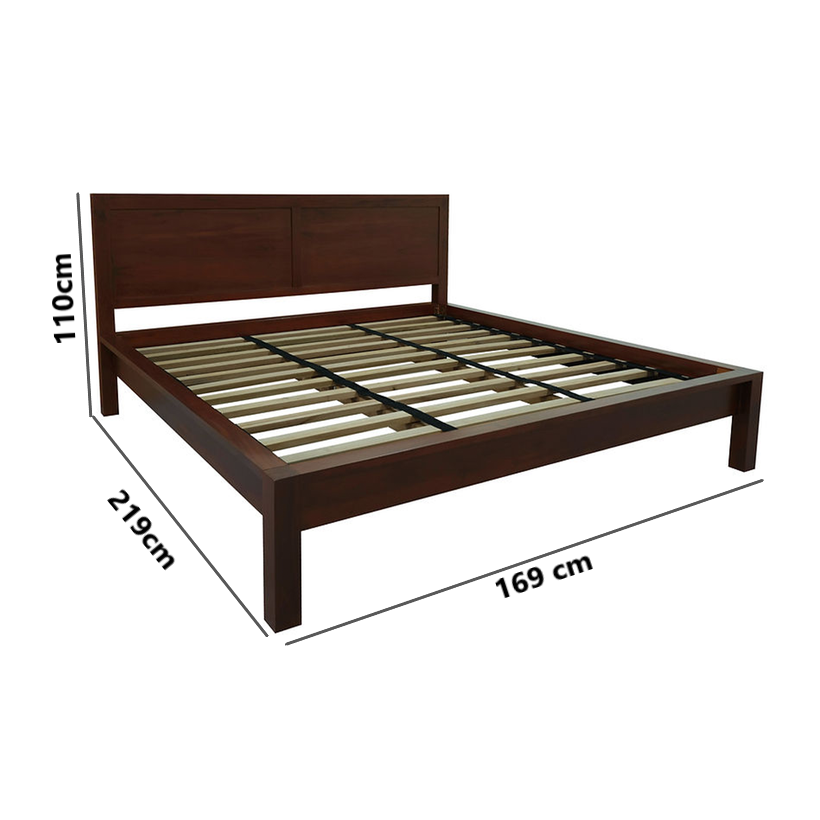 Amaro Solid Timber Queen Bed, Chocolate