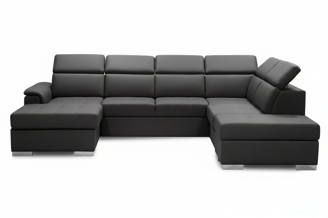 Miza 5 Seater Fabric Storage Chaise with Ottoman