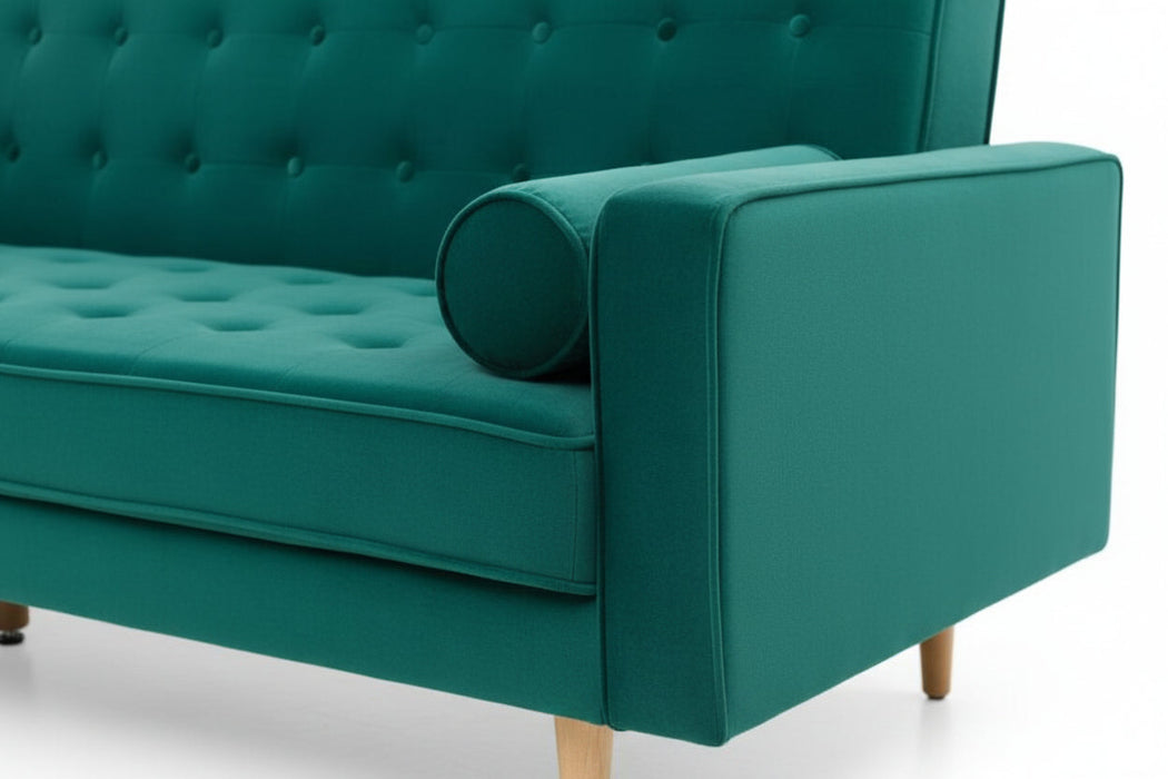 Sofia 3 Seater Sofa Bed in Velvet Fabric - Green