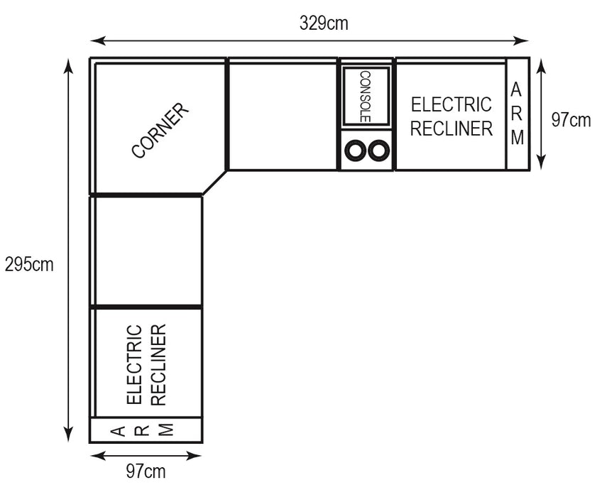 Academy Modular Power Recliner Lounge in Fabric Light Grey