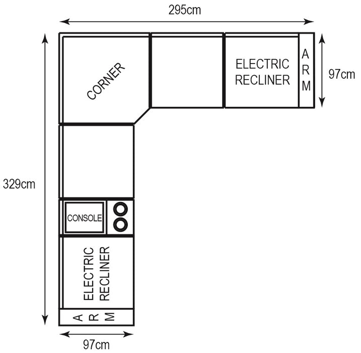 Academy Modular Power Recliner Lounge in Fabric Light Grey