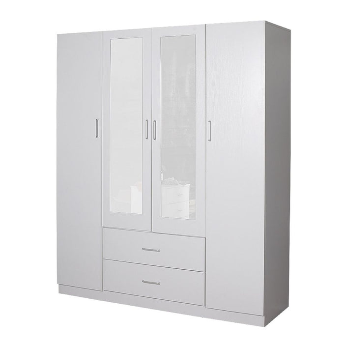 Remo Wide Wardrobe with Mirrors White 160cm
