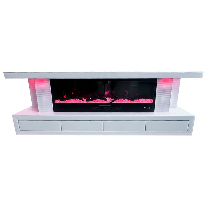 Windsor TV Stand Mirrored Fireplace, 180cm