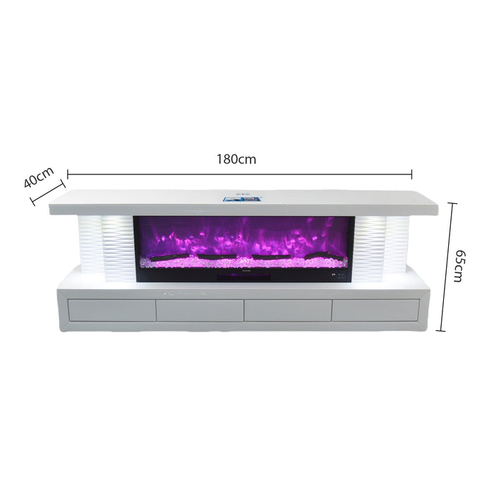 Windsor TV Stand Mirrored Fireplace, 180cm