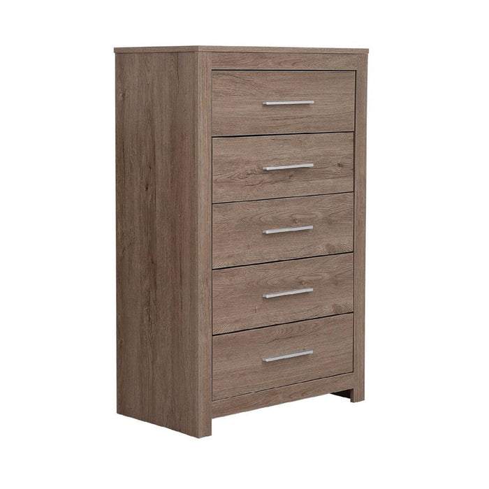 Jason 5 Drawer Dark Oak Tallboy - ASSEMBLED