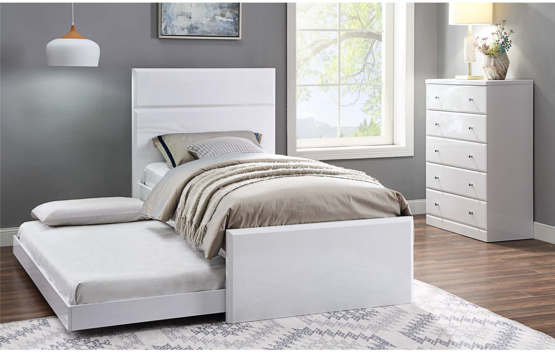 White Alicia King Single Bed with Trundle