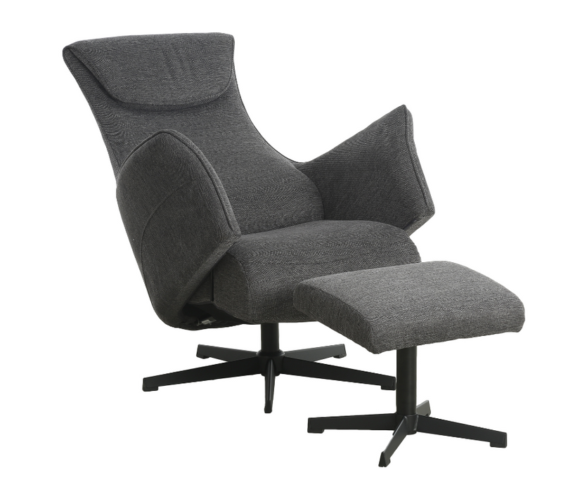 Miami Armchair with Footstool - Grey