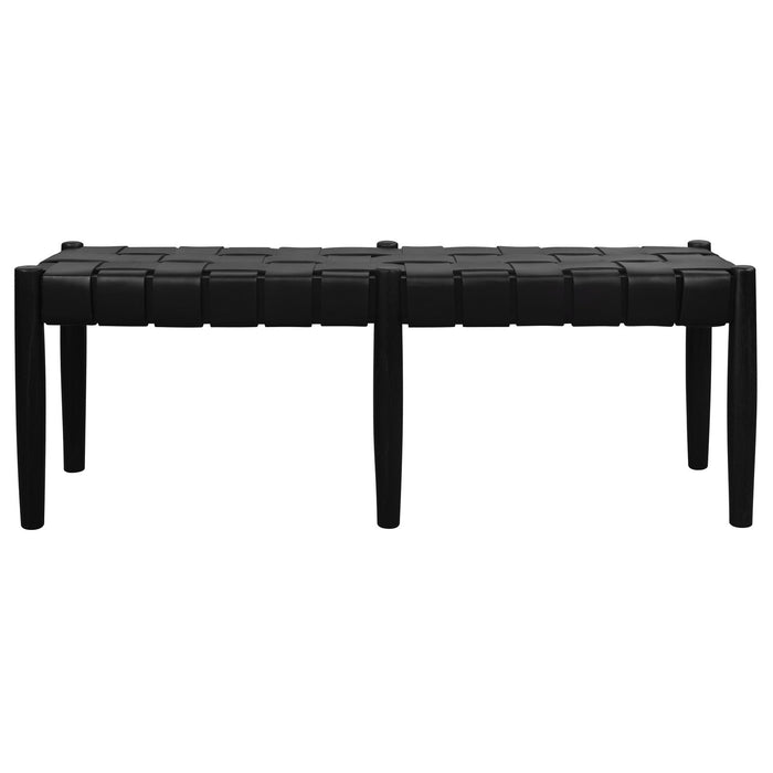 Elliot Leather Solid Mindi Timber Bench