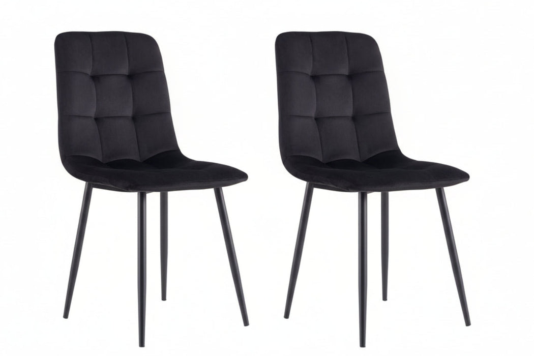 (Set of 2) Fori Velvet Black Dining Chair