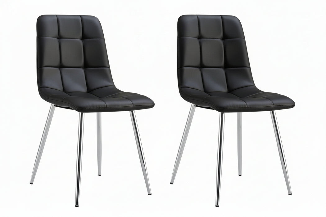 (Set of 2) Fori Faux Leather Black Chrome Leg Dining Chairs