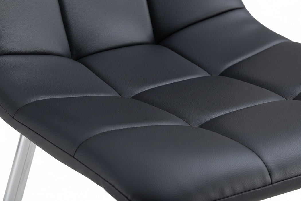 (Set of 2) Fori Faux Leather Black Chrome Leg Dining Chairs