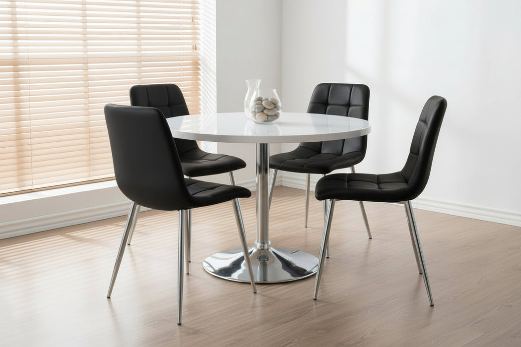 (Set of 2) Fori Faux Leather Black Chrome Leg Dining Chairs