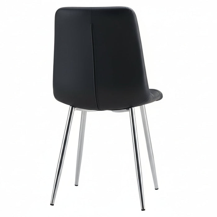 (Set of 2) Fori Faux Leather Black Chrome Leg Dining Chairs