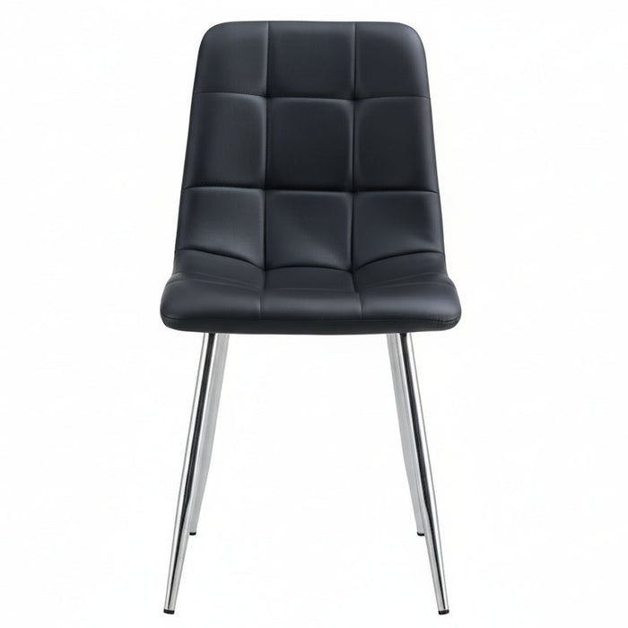 (Set of 2) Fori Faux Leather Black Chrome Leg Dining Chairs