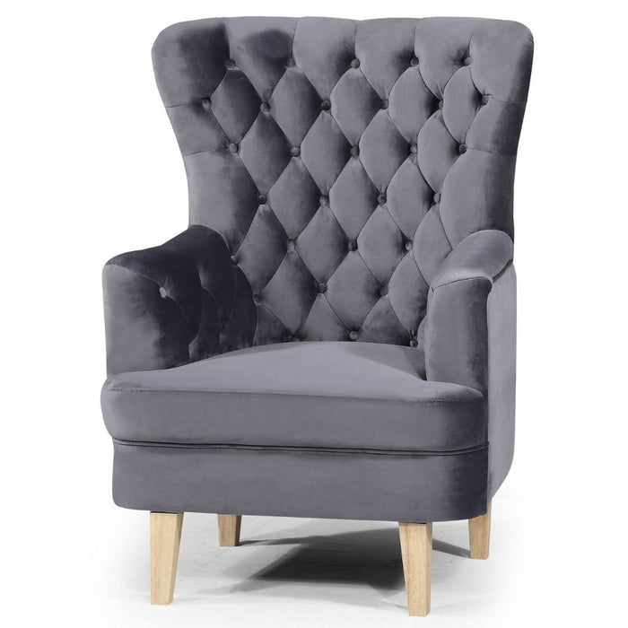 Eliana Wing Back Slate Velvet Armchair